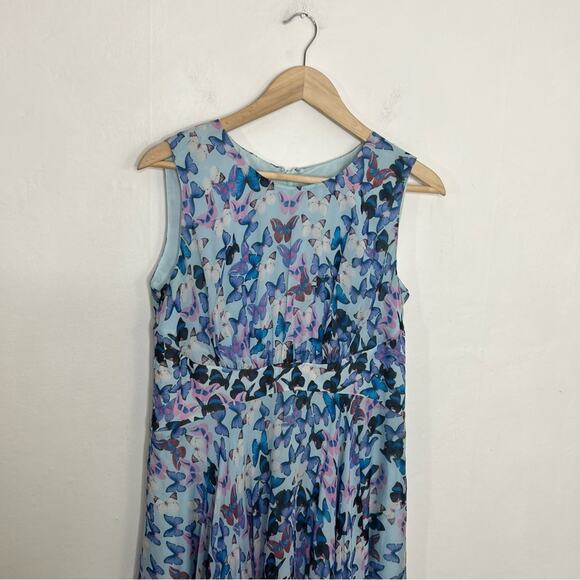 Blue Silk Butterfly Taylor Swift Lover Fit Flare Dress Size 6 - Picture 3 of 12